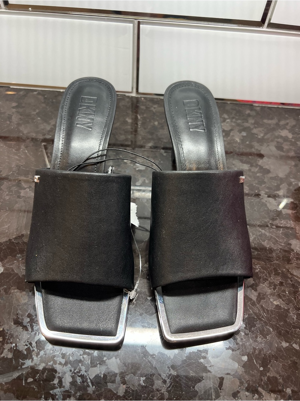 DKNY Kellyn Black Mule Heels – Size 8.5M
